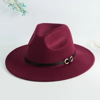 Unisex Casual Vintage Style Simple Style Solid Color Belt Buckle Big Eaves Flat Eaves Fedora Hat sku image 6