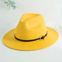 Unisex Casual Vintage Style Simple Style Solid Color Belt Buckle Big Eaves Flat Eaves Fedora Hat sku image 8