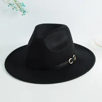 Unisex Casual Vintage Style Simple Style Solid Color Belt Buckle Big Eaves Flat Eaves Fedora Hat sku image 9