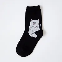 Unisex Casual Hip-hop Solid Color Cotton Blend Printing Crew Socks A Pair main image 2