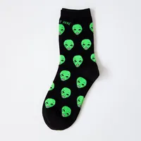 Unisex Casual Hip-hop Solid Color Cotton Blend Printing Crew Socks A Pair main image 3