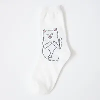 Unisex Casual Hip-hop Solid Color Cotton Blend Printing Crew Socks A Pair main image 4