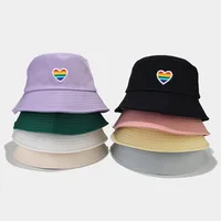 Unisex Basic Streetwear Heart Shape Solid Color Embroidery Wide Eaves Bucket Hat main image 1