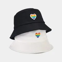 Unisex Basic Streetwear Heart Shape Solid Color Embroidery Wide Eaves Bucket Hat main image 2
