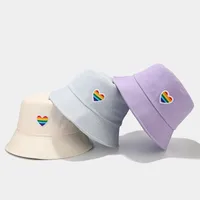 Unisex Basic Streetwear Heart Shape Solid Color Embroidery Wide Eaves Bucket Hat main image 3