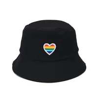 Unisex Basic Streetwear Heart Shape Solid Color Embroidery Wide Eaves Bucket Hat main image 5