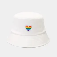 Unisex Basic Streetwear Heart Shape Solid Color Embroidery Wide Eaves Bucket Hat sku image 4