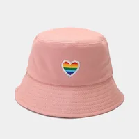 Unisex Basic Streetwear Heart Shape Solid Color Embroidery Wide Eaves Bucket Hat sku image 6