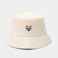 Unisex Basic Streetwear Heart Shape Solid Color Embroidery Wide Eaves Bucket Hat sku image 5
