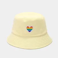 Unisex Basic Streetwear Heart Shape Solid Color Embroidery Wide Eaves Bucket Hat sku image 7