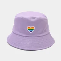 Unisex Basic Streetwear Heart Shape Solid Color Embroidery Wide Eaves Bucket Hat sku image 1