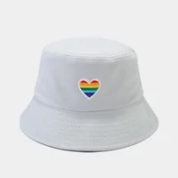 Unisex Basic Streetwear Heart Shape Solid Color Embroidery Wide Eaves Bucket Hat sku image 8