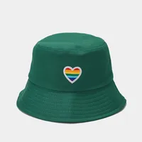 Unisex Basic Streetwear Heart Shape Solid Color Embroidery Wide Eaves Bucket Hat sku image 2