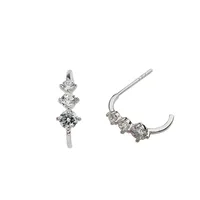 1 Pair Simple Style U Shape Sterling Silver Inlay Zircon Ear Studs main image 1