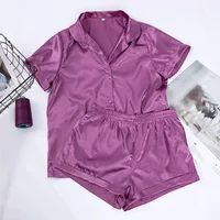 Women's Casual Solid Color Polyester Satin Shorts Sets main image 2