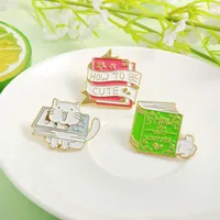 Cartoon Style Cute Book Cat Alloy Stoving Varnish Unisex Brooches main image 2