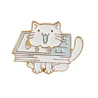 Cartoon Style Cute Book Cat Alloy Stoving Varnish Unisex Brooches main image 3