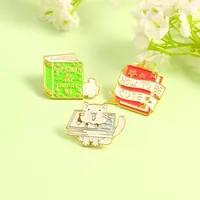 Cartoon Style Cute Book Cat Alloy Stoving Varnish Unisex Brooches main image 5