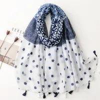 Bali Yarn Cotton Fruit Green Bright Yellow Leaf Printing Tassel Scarf Shawl sku image 43