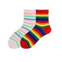 Unisex Korean Style Rainbow Cotton Jacquard Crew Socks A Pair main image 3