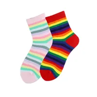 Unisex Korean Style Rainbow Cotton Jacquard Crew Socks A Pair main image 4
