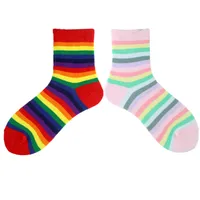 Unisex Korean Style Rainbow Cotton Jacquard Crew Socks A Pair main image 5
