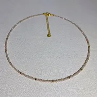 Ins Style Geometric Stainless Steel Artificial Crystal Inlay Natural Stone Pearl Shell Women's Necklace sku image 2