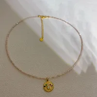 Ins Style Geometric Stainless Steel Artificial Crystal Inlay Natural Stone Pearl Shell Women's Necklace sku image 8