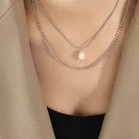 Wholesale Jewelry Fashion Human Face 304 Stainless Steel Freshwater Pearl 18K Gold Plated Plating Necklace main image 4