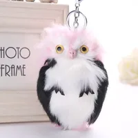 Cute Owl Plush Metal Women's Bag Pendant Keychain sku image 3