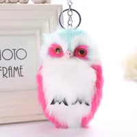 Cute Owl Plush Metal Women's Bag Pendant Keychain sku image 2