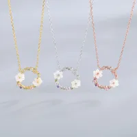 Wholesale Sweet Wreath Sterling Silver Zircon Necklace main image 1
