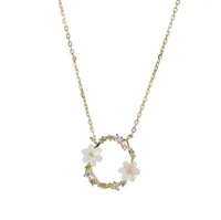 Wholesale Sweet Wreath Sterling Silver Zircon Necklace main image 4