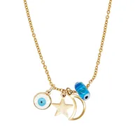 Wholesale Jewelry Ethnic Style Simple Style Star Moon Eye 304 Stainless Steel Plating Inlay Pendant Necklace main image 5