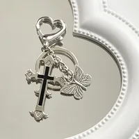 Y2k Cross Heart Shape Butterfly Alloy Tassel Plating Keychain main image 3