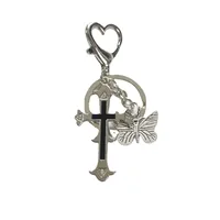 Y2k Cross Heart Shape Butterfly Alloy Tassel Plating Keychain main image 2