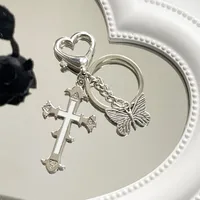 Y2k Cross Heart Shape Butterfly Alloy Tassel Plating Keychain main image 5