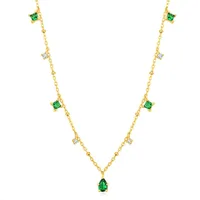 Exquisite Retro Emerald Neck Simple Elegant S925 Sterling Silver Gold Plated Clavicle Chain Niche Design Necklace For Women sku image 2