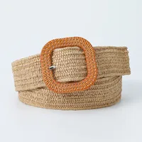 Sweet Simple Style Solid Color Pp Grass Plastic Women's Woven Belts sku image 4