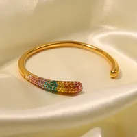Elegant Circle Stainless Steel Rhinestones Bangle In Bulk main image 3