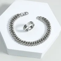 Men&#39;s Stainless Steel Roman Numeral Ring Chain Bracelet main image 1