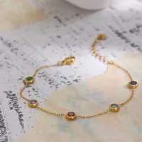304 Stainless Steel 18K Gold Plated Lady Plating Inlay Multicolor Artificial Rhinestones Bracelets Earrings Necklace main image 2