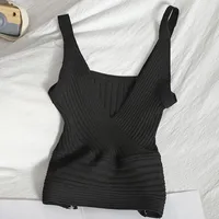 Women's Vest Tank Tops Patchwork Washed Knitted Sexy Solid Color main image 3