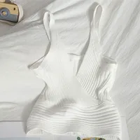Women's Vest Tank Tops Patchwork Washed Knitted Sexy Solid Color main image 2