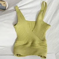 Women's Vest Tank Tops Patchwork Washed Knitted Sexy Solid Color main image 5