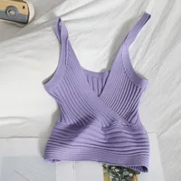 Women's Vest Tank Tops Patchwork Washed Knitted Sexy Solid Color main image 7