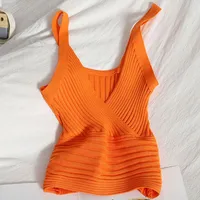 Women's Vest Tank Tops Patchwork Washed Knitted Sexy Solid Color main image 6