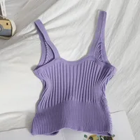 Women's Vest Tank Tops Patchwork Washed Knitted Sexy Solid Color main image 8