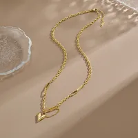 304 Stainless Steel 18K Gold Plated Sweet Simple Style Plating Chain Heart Shape Pendant Necklace main image 1