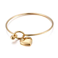 Elegant Modern Style Heart Shape Stainless Steel Titanium Steel 18K Gold Plated Bangle In Bulk sku image 1